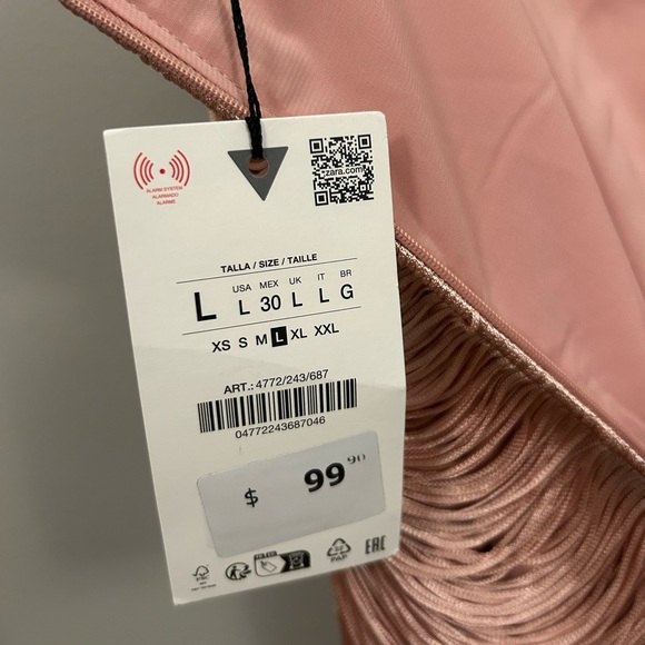 Zara Short Fringed Halter Blush Pink Dress Large NWT - Picture 7 of 13